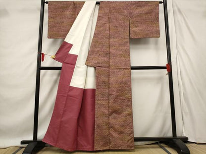 平和屋着物■上質な紬 紗綾形文様 正絹 逸品 未使用 AABE1413st