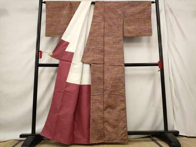 平和屋着物■上質な紬 紗綾形文様 正絹 逸品 未使用 AABE1413st