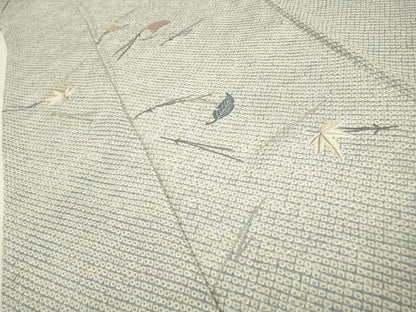 平和屋着物▼訪問着　刺繍　絞り　吹き寄せ文　正絹　逸品　DAAZ6390fe