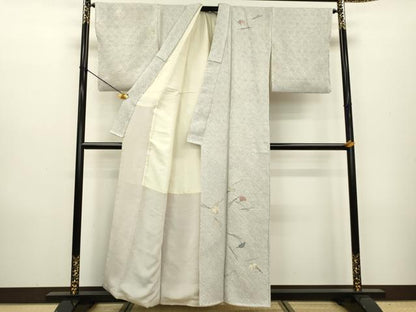 平和屋着物▼訪問着　刺繍　絞り　吹き寄せ文　正絹　逸品　DAAZ6390fe