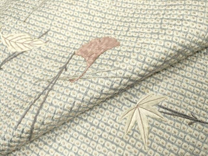 平和屋着物▼訪問着　刺繍　絞り　吹き寄せ文　正絹　逸品　DAAZ6390fe