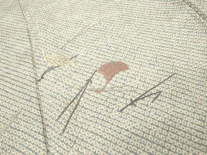 平和屋着物▼訪問着　刺繍　絞り　吹き寄せ文　正絹　逸品　DAAZ6390fe