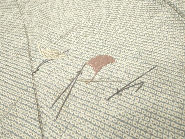 平和屋着物▼訪問着　刺繍　絞り　吹き寄せ文　正絹　逸品　DAAZ6390fe