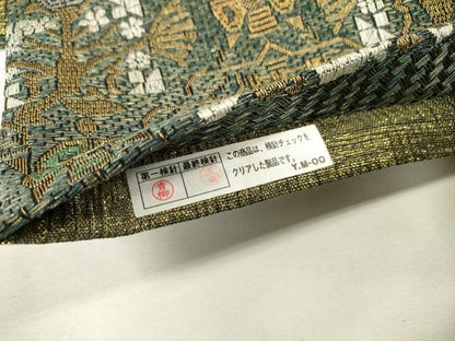 平和屋着物▽全通柄袋帯 スリーシーズン 春夏秋 抽象文様 金糸 正絹 逸品 未使用 DAAZ6467fe