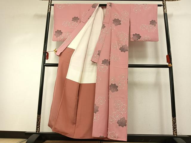 平和屋着物●上質な小紋　舞花文　正絹　逸品　AABD8704fy