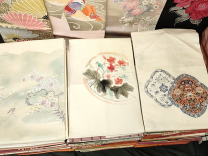 平和屋本店■名古屋帯 まとめて100点 鴛鴦 鳥 薔薇 花柄 吉野間道 手描き 刺繍 金銀糸 など 着用可能多数 未使用品あり 全て正絹 se3817