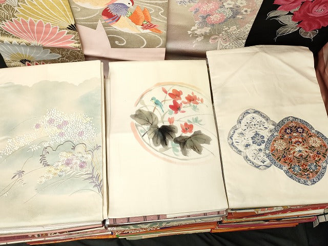 平和屋本店■名古屋帯 まとめて100点 鴛鴦 鳥 薔薇 花柄 吉野間道 手描き 刺繍 金銀糸 など 着用可能多数 未使用品あり 全て正絹 se3817