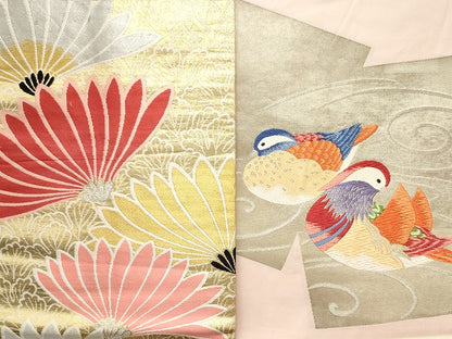 平和屋本店■名古屋帯 まとめて100点 鴛鴦 鳥 薔薇 花柄 吉野間道 手描き 刺繍 金銀糸 など 着用可能多数 未使用品あり 全て正絹 se3817