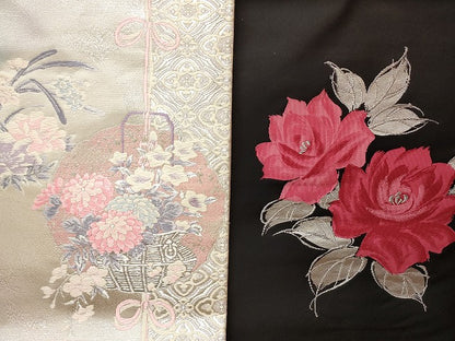 平和屋本店■名古屋帯 まとめて100点 鴛鴦 鳥 薔薇 花柄 吉野間道 手描き 刺繍 金銀糸 など 着用可能多数 未使用品あり 全て正絹 se3817