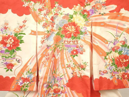 平和屋着物[]お宮参り　女の子　祝着　産着　初着　のしめ　孔雀羽根陶器花文　金彩　逸品　DAAY3409ma