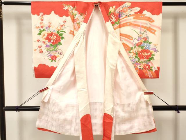 平和屋着物[]お宮参り　女の子　祝着　産着　初着　のしめ　孔雀羽根陶器花文　金彩　逸品　DAAY3409ma