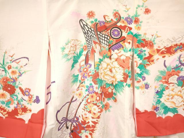 平和屋着物＊夏物　お宮参り　女の子　祝着　産着　初着　のしめ　絽　駒刺繍　御所車花文　暈し染め　金彩　逸品　DAAY3414ma