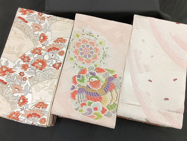 平和屋着物■袋帯 西陣 まとめて100点 鳳凰 鶴 鴛鴦 尾長鳥 孔雀羽 人物 向い蝶 更紗 正倉院 宝相華 金銀糸 未使用品あり 全て正絹 mmm966