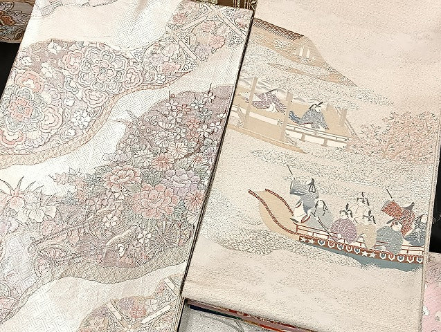 平和屋着物■袋帯 西陣 まとめて100点 鳳凰 向い鶴 孔雀 人物 向い蝶 風景 更紗 七宝 正倉院 佐賀錦 金銀糸 未使用品あり 全て正絹 mmm967