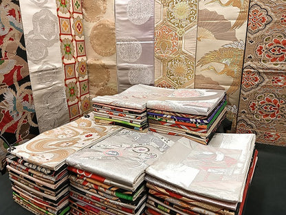 平和屋着物■袋帯 西陣 まとめて100点 鳳凰 鶴 向かい孔雀 尾長鳥 人物 蝶 更紗 松竹梅 花柄 正倉院 金銀糸 未使用品あり 全て正絹 mmm968