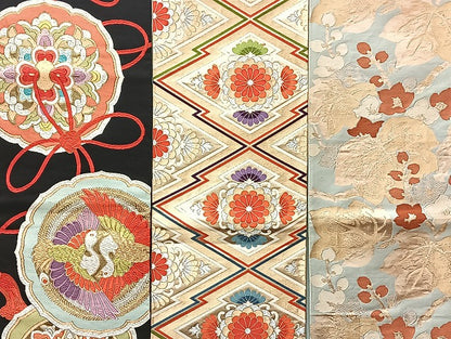 平和屋着物■袋帯 西陣 まとめて100点 鳳凰 鶴 尾長鳥 向い鳥 人物 蝶 風景 更紗 松竹梅 七宝 正倉院 金銀糸 未使用品あり 全て正絹 mmm965
