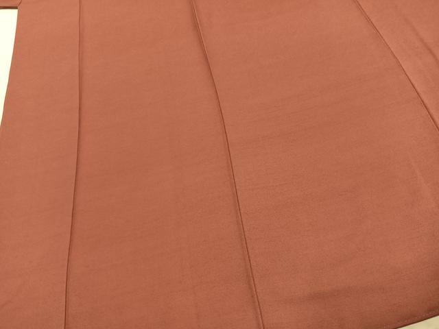 平和屋着物●お召　色無地　鳶色　正絹　逸品　AABD8753fy
