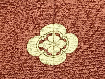平和屋着物●お召　色無地　鳶色　正絹　逸品　AABD8753fy