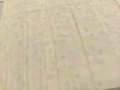平和屋着物●長襦袢　袷　草花文　正絹　逸品　AABD8749fy