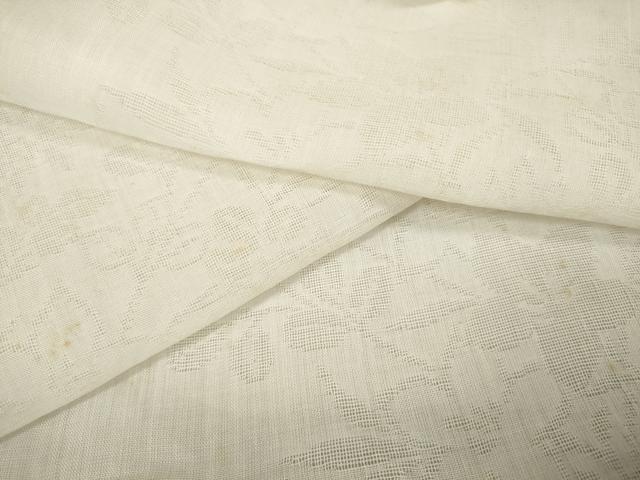 平和屋着物＊夏物　長襦袢　小千谷ちぢみ　反物　着尺　小千谷本麻紋紗　草花紋紗　小千谷織物　証紙付き　麻　逸品　未使用　DABA7046zzz