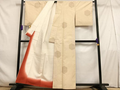 平和屋着物■上質な紬　亀甲文　正絹　逸品　AABE0393oa