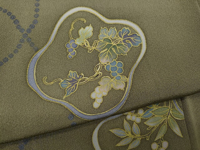 平和屋着物●上質な小紋 葡萄草花文 正絹 逸品 CABA8210ut