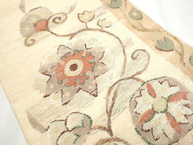 平和屋着物▽スリーシーズン 春夏秋 太鼓柄袋帯 櫛織 芳香名花文 金糸 正絹 逸品 CABB0780hy