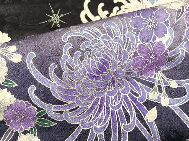 平和屋着物●訪問着　花尽くし　暈し染め　銀彩　ロング丈　洗える着物　AABE1245ph