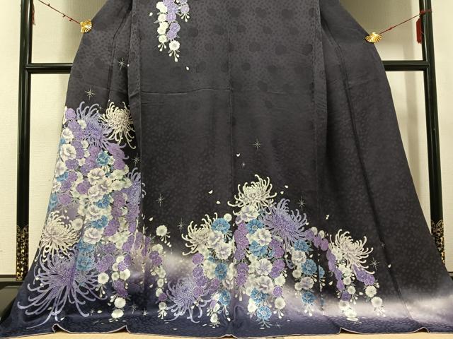 平和屋着物●訪問着　花尽くし　暈し染め　銀彩　ロング丈　洗える着物　AABE1245ph