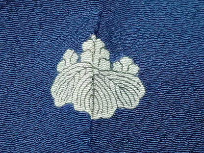 平和屋着物●上質な色無地　深縹色　鬼しぼ縮緬　正絹　逸品　CABA9636gh