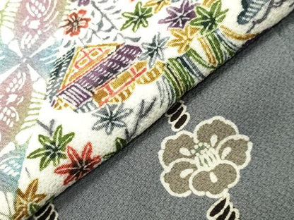 平和屋着物●訪問着 型染め 風景松竹梅文 正絹 逸品 CABA9701gh
