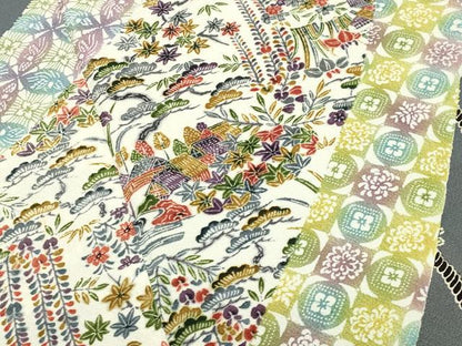 平和屋着物●訪問着 型染め 風景松竹梅文 正絹 逸品 CABA9701gh