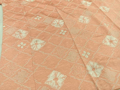 平和屋着物■上質な小紋　総絞り　松皮花菱文　正絹　逸品　AABD6766uw