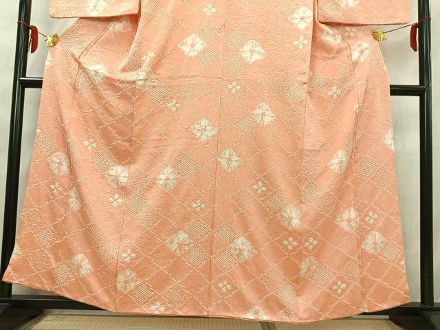 平和屋着物■上質な小紋　総絞り　松皮花菱文　正絹　逸品　AABD6766uw