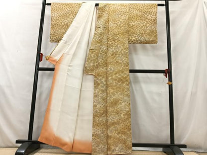 平和屋着物■上質な小紋　草花流水文　暈し染め　正絹　逸品　AABD6767uw