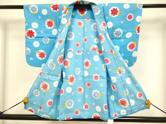 平和屋本店∴極上 夏物 子供 女の子 浴衣 花丸文 逸品 DZAB3222kh6