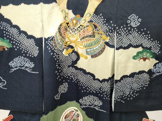 平和屋着物[]お宮参り　男の子　祝着　産着　初着　のしめ　駒刺繍　絞り　兜　松文　金糸　DAAY3458ma
