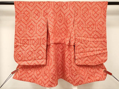 平和屋着物[]七五三　女の子　３歳　祝着　三つ身　被布セット　総絞り　亀甲文　逸品　DAAY3473ma