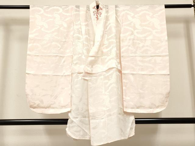 平和屋着物[]七五三　女の子　３歳　祝着　三つ身　長襦袢(無双仕立て・半衿刺繍)セット　飛鶴鼓花文　暈し染め　金彩　逸品　DAAY3476ma