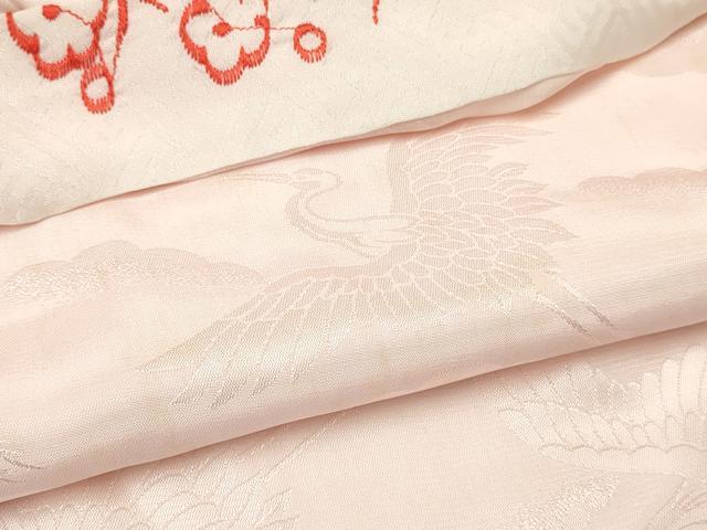 平和屋着物[]七五三　女の子　３歳　祝着　三つ身　長襦袢(無双仕立て・半衿刺繍)セット　飛鶴鼓花文　暈し染め　金彩　逸品　DAAY3476ma