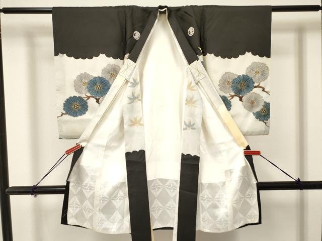 平和屋着物[]お宮参り　男の子　祝着　産着　初着　のしめ　刺繍　鷹　鷲　唐獅子　立波松文　暈し染め　金彩　逸品　DAAY3455ma