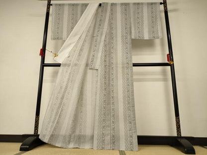 平和屋着物＊夏物 小紋 紗 花間道 洗える着物 未使用 AABE2627jd