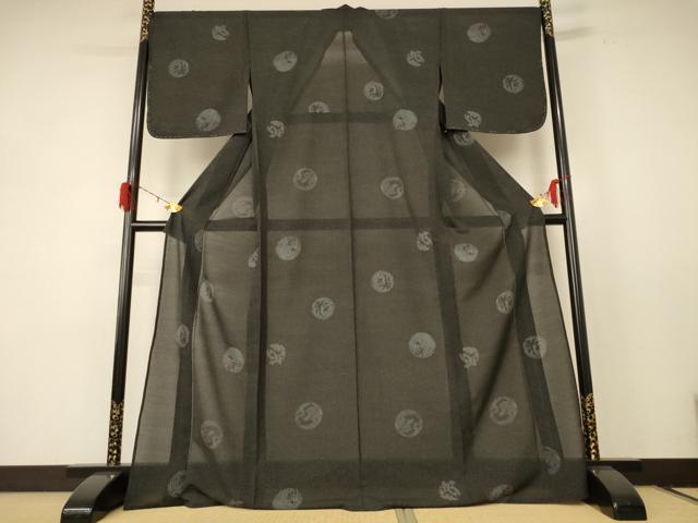 平和屋着物＊夏物 小紋 紗 草花丸文 洗える着物 未使用 AABE2632jd 平和屋