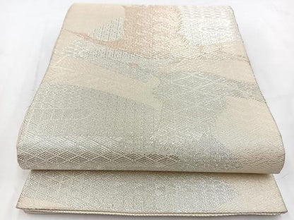 平和屋着物◎佐賀錦　六通柄袋帯　地紙飛鶴文　金銀糸　正絹　逸品　BAAV7659yc