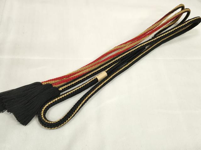平和屋着物●和装小物　帯締め・帯揚げセット　振袖用　総絞り　亀甲花文　金糸　逸品　未使用　DABA7142zzz