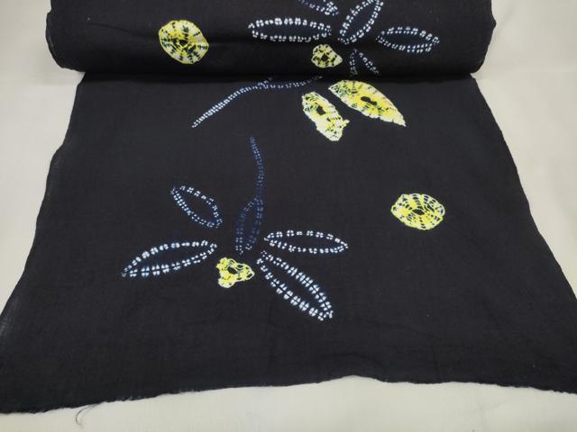 平和屋着物∴夏物　浴衣　反物　着尺　絞り　蜻蛉　トンボ　紺地　綿　逸品　未使用　DABA7112zzz 平和屋着物∴夏物 浴衣 反物 着尺 絞り 蜻蛉 トンボ 紺地 綿 逸品 未使用