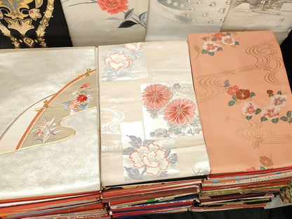 平和屋本店■名古屋帯 まとめて100点 孔雀 蝶 風景 花柄 手描き 駒刺繍 金銀糸 など 着用可能多数 未使用品あり 全て正絹 se3830