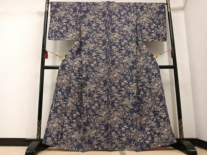 平和屋着物●上質な小紋　更紗枝花文　正絹　逸品　AABE2537ph