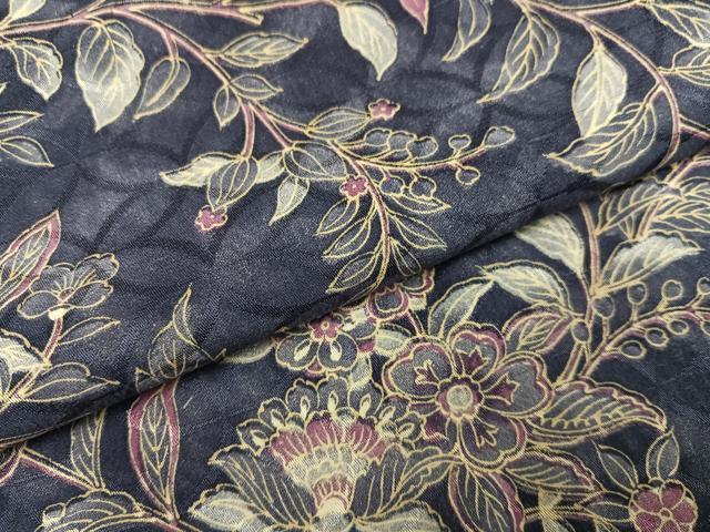 平和屋着物●上質な小紋　更紗枝花文　正絹　逸品　AABE2537ph