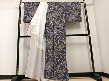 平和屋着物●上質な小紋　更紗枝花文　正絹　逸品　AABE2537ph